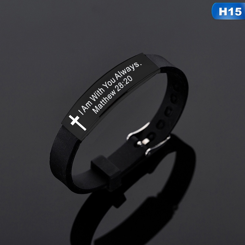 Bbyter Vòng Tay Silicone Khắc Chữ Thập Chúa Jesus Bằng Thép Titan