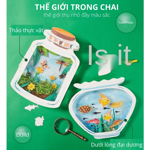 Đồ chơi giáo dục tô màu, bé tự làm thủ công tạo hình thế giới trong chai đầy màu sắc và thú vị