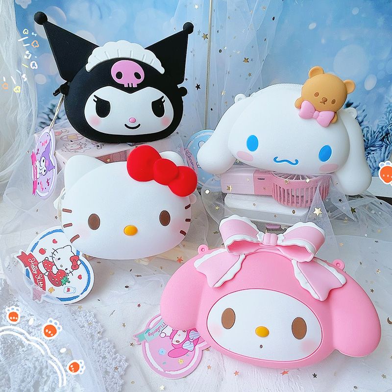 Sanrio Túi Đeo Chéo Silicon Hình Hello Kitty Đáng Yêu Thời Trang Cho Nữ