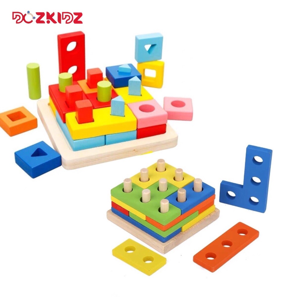 Đồ chơi gỗ thông minh- Xiên cọc zic zắc tư duy Logic - DOZKIDZ