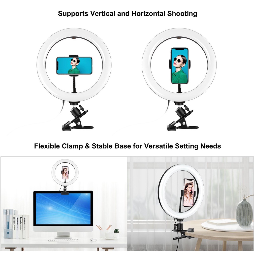 BTLIMER Vòng Đèn Led 3 Chế Độ Gắn Điện Thoại Hỗ Trợ Chụp Ảnh Tự Sướng