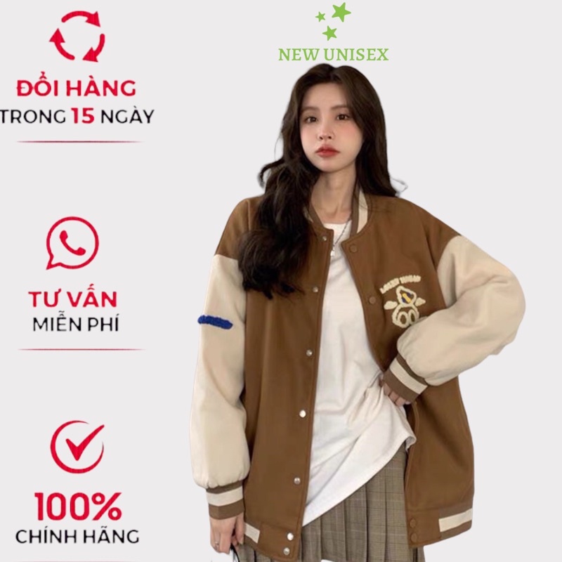 Áo Khoác Nỉ Nữ Kiểu Dáng Bomber 2 Màu Phối Tay Trắng In Gấu Phong Cách Thể  Thao Năng Động Form Rộng Mặc Thoáng Mát [NEW