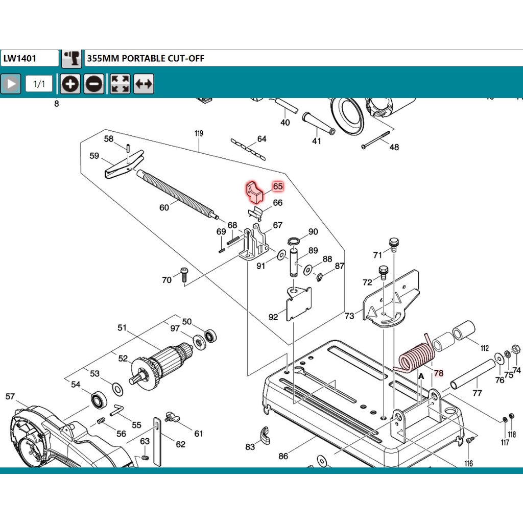 Gá kẹp đế máy cắt sắt Makita/ Maktec 313114-9