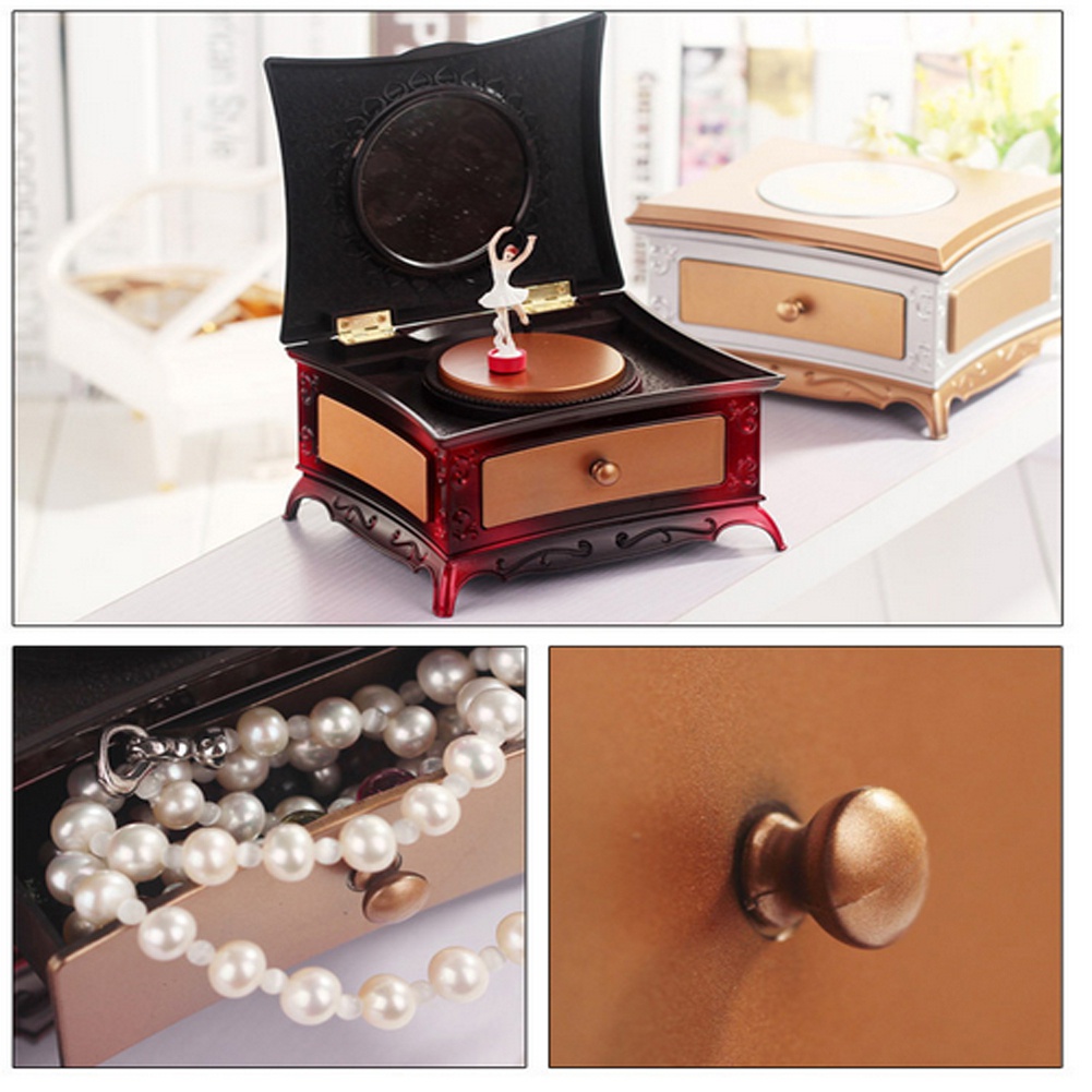 Hộp Nhạc Đồ Chơi Có Gương Trang Điểm Hình Cô Gái Múa Ba Lê