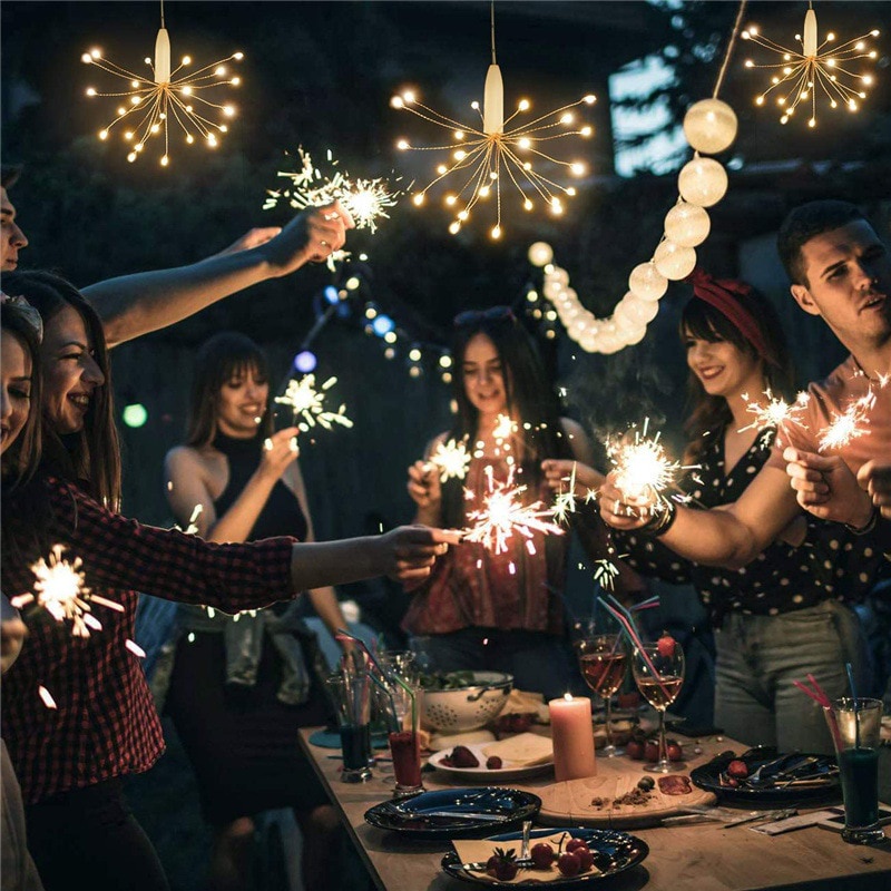 Dây Đèn LED 25 Bóng Hình Pháo Hoa Trang Trí Giáng Sinh Kèm Hộp Pin