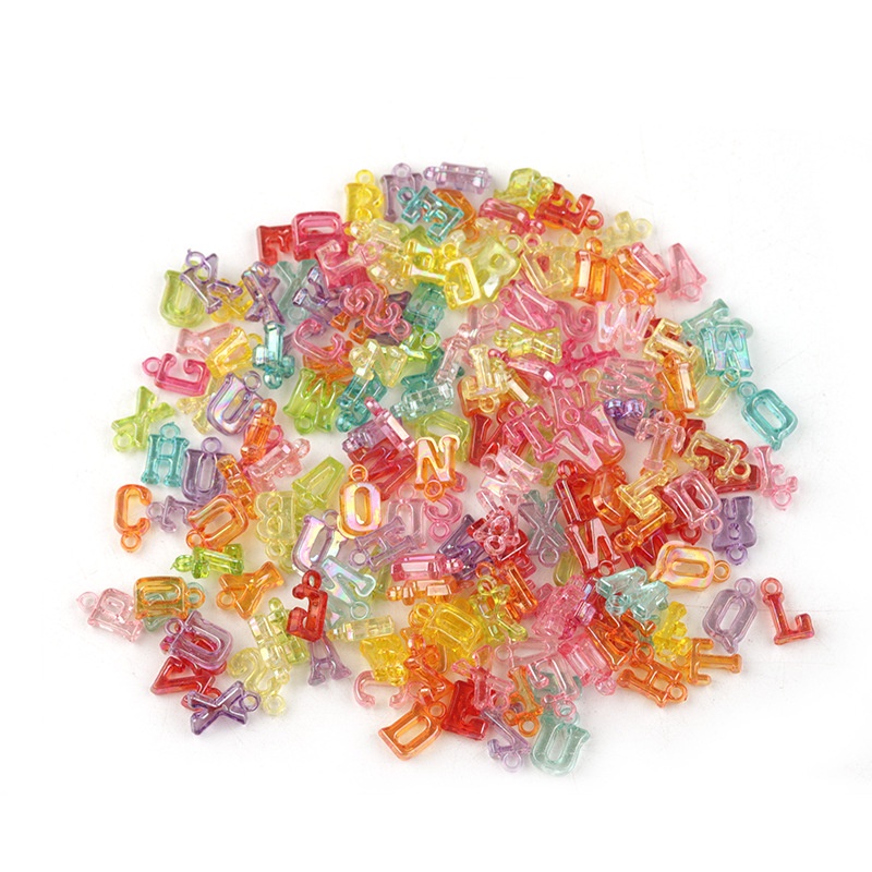 Bộ 100 hạt nhựa hình chữ cái tiếng Anh nhiều màu sắc dùng để làm đồ thủ công