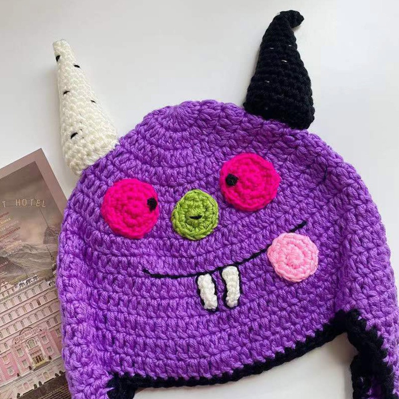 Mũ Len Mềm Giữ Ấm Mùa Đông Hình Sừng Quỷ Thời Trang Unisex