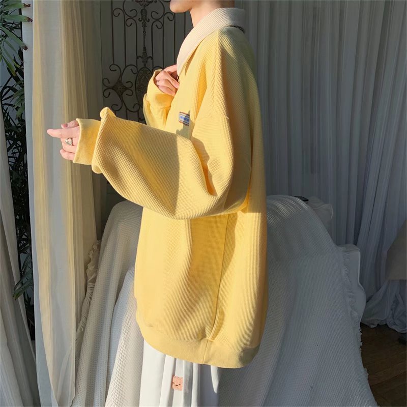 Mới Áo Nỉ Tay Dài Màu Trơn SweatShirts Phong Cách Hàn Quốc Thời Trang áo sweater Nam Nữ