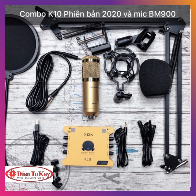 Combo thu âm livestream Sound Card XOX K10 bản 2020 Mic thu âm BM900 Soundcard Mic Karaoke Livetream