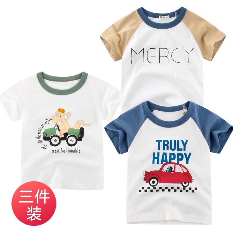 Áo bé trai 27KIDS áo cộc tay thun cho bé [MẪU MỚI 2021] in hình ngộ nghĩnh sắc nét chất cotton hàng xuất Âu Mỹ AO2