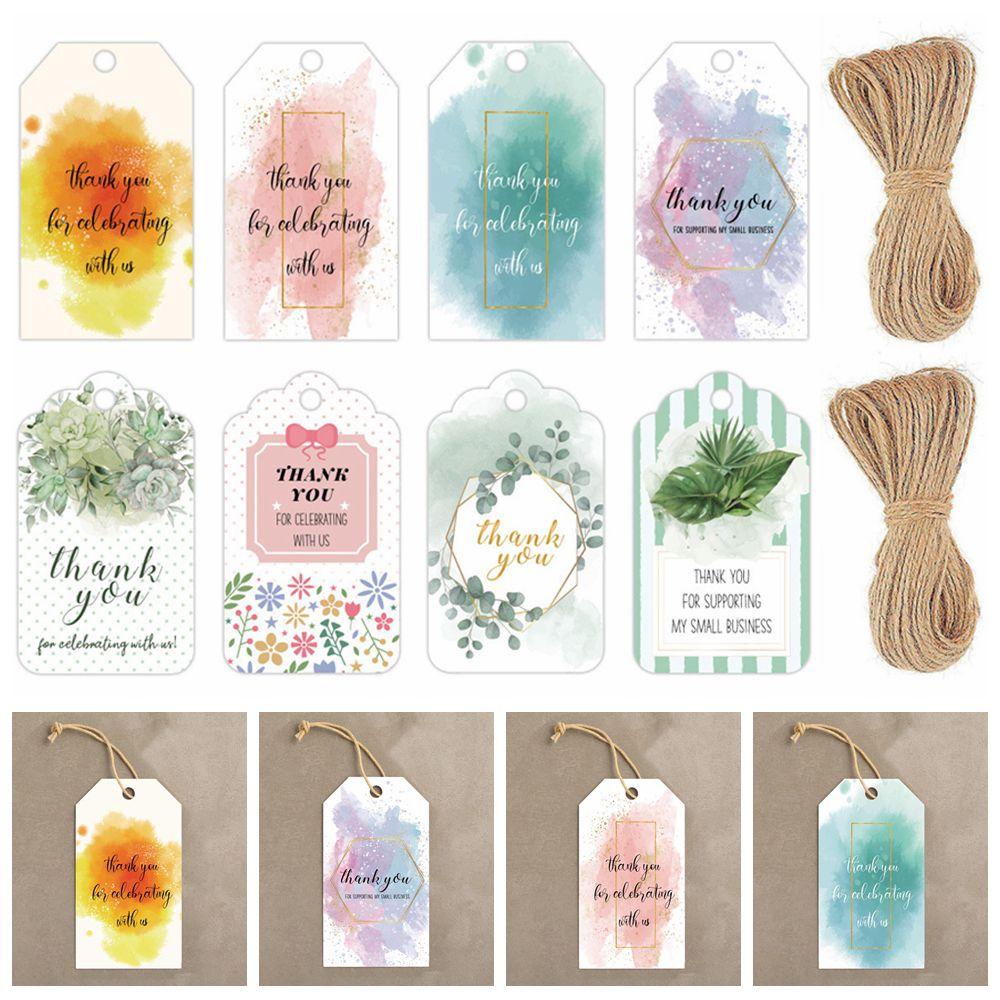 YNATURAL Set 50 Thẻ Gỗ Khắc Chữ Thank You Kèm Dây Treo Trang Trí Tiệc Cưới