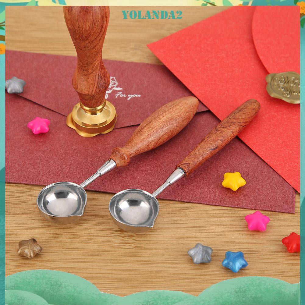 Muỗng múc sáp niêm phong tay cầm gỗ chống nóng phong cách vintage