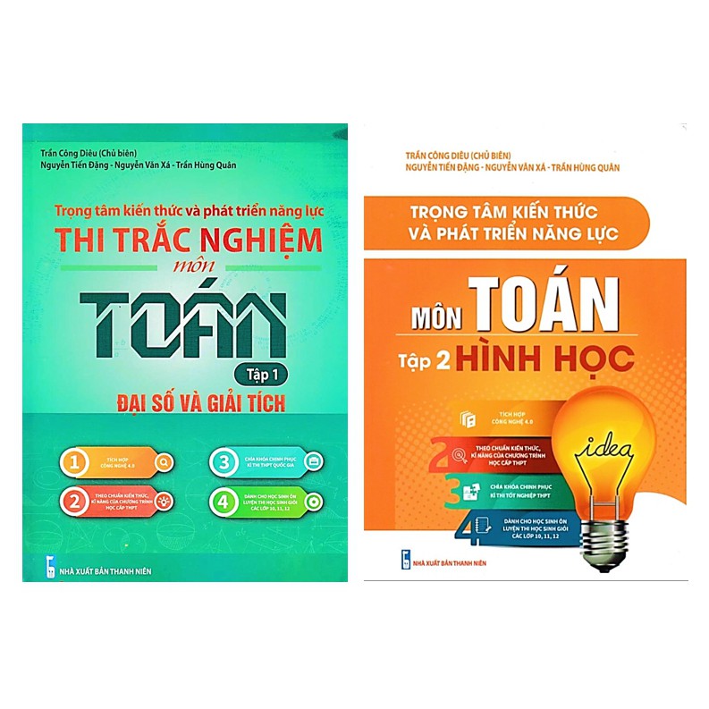 Sách - Combo Trọng tâm kiến thức và phát triển năng lực môn Toán tập 1+2 (đại số, giải tích và hình học)