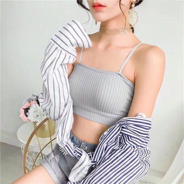 Bra quây 2 dây thun cotton gân tăm 809