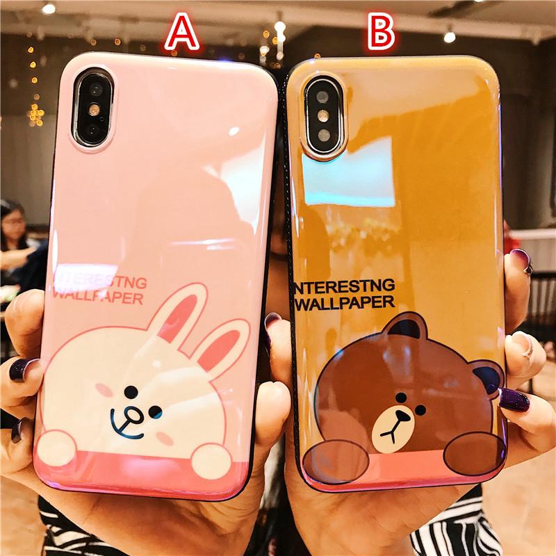 Ốp lưng hình gấu Brown và thỏ Cony đáng yêu cho iPhone 6S/6S Plus/7/8/X/XS/XR/XS Max