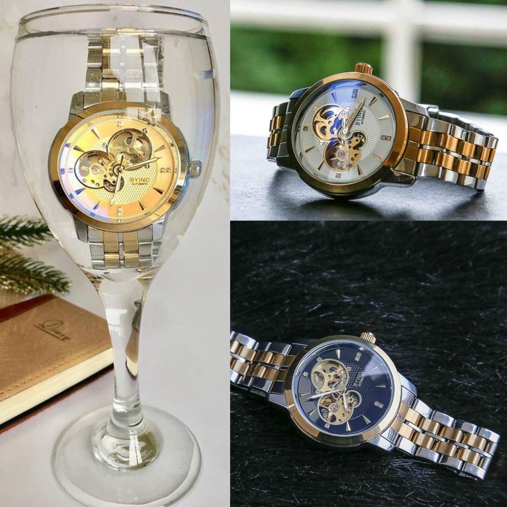 Đồng Hồ Cơ Nam BYINO Lộ Tim Cơ, Đồng Hồ Nam Máy Cơ Byino Chống nước Chống Xước, Lộ Cơ Trước Sau, Sang Trọng tinh Xảo