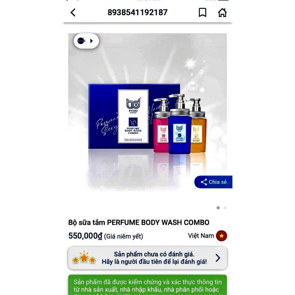 - Bộ Gel Sữa Tắm Hương Nước Hoa 3 chai 3 mùi hương khác nhau 900ml