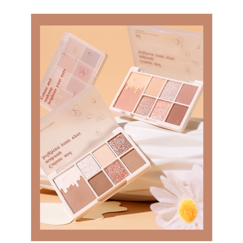 Bảng mắt XIXI, bảng phấn mắt nội địa Trung 7 ô bao gồm ánh nhũ, màu lì siêu dễ thương 2021