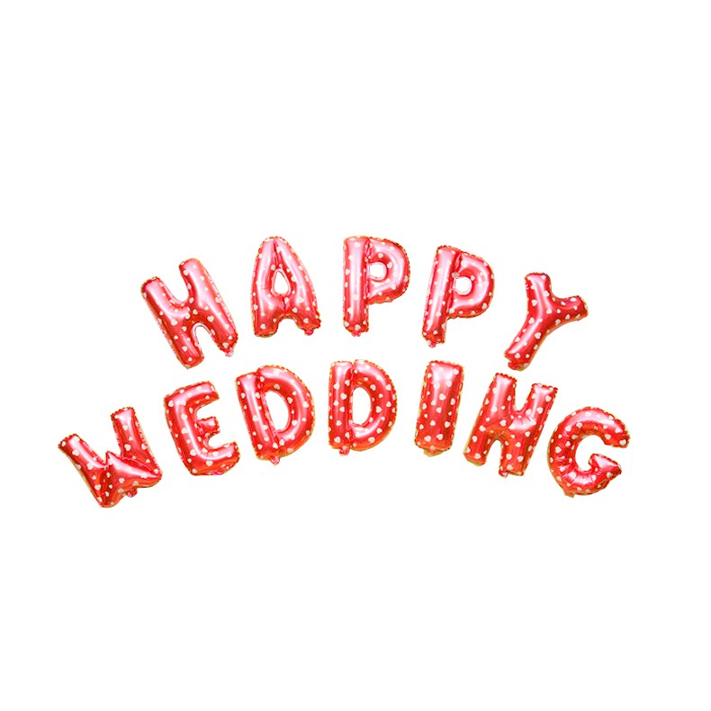 THANH LÝ NGHỈ BÁN -  Set BÓNG CƯỚI - set 12 bóng chữ HAPPY WEDDING loại to 40 cm - bóng cưới - bóng trang trí phòng cưới