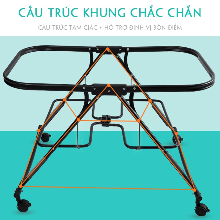 Nôi gấp gọn, Nôi cũi dành cho trẻ từ 1 tháng đến 24 tháng tuổi có điều chỉnh độ cao, Nôi có 5 nấc điều chỉnh độ cao