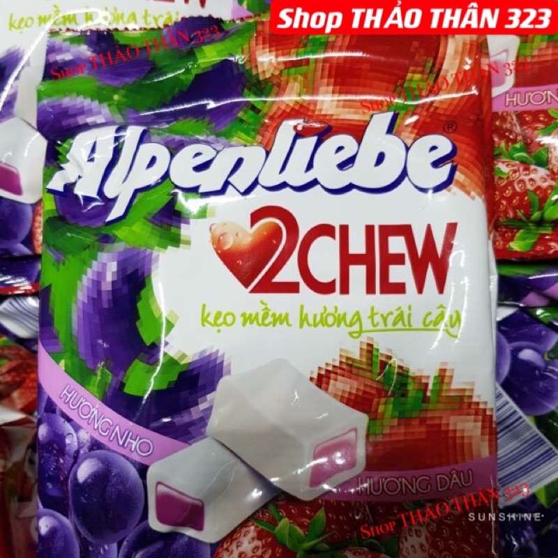 Kẹo Mềm Alpenlibe 2Chew hương dâu &amp; nho 87,5g