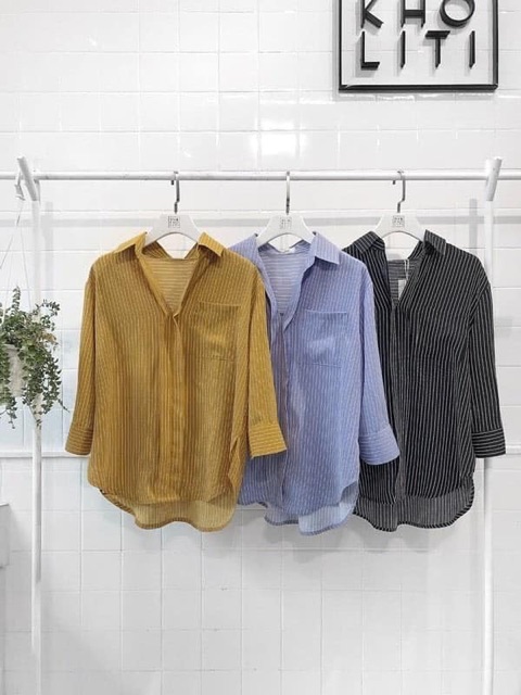 Áo sơ mi đen thanh lý Nhà Kho Liti, freesize, oversize