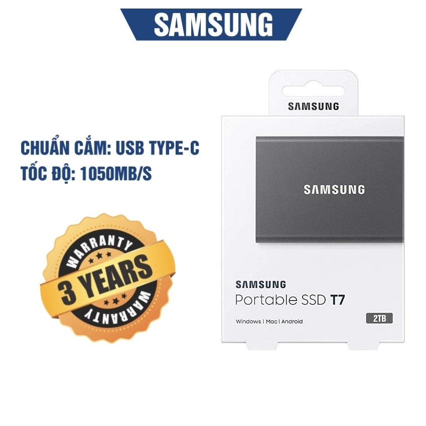 Ổ cứng di động SSD Samsung T7 2TB Màu Đen