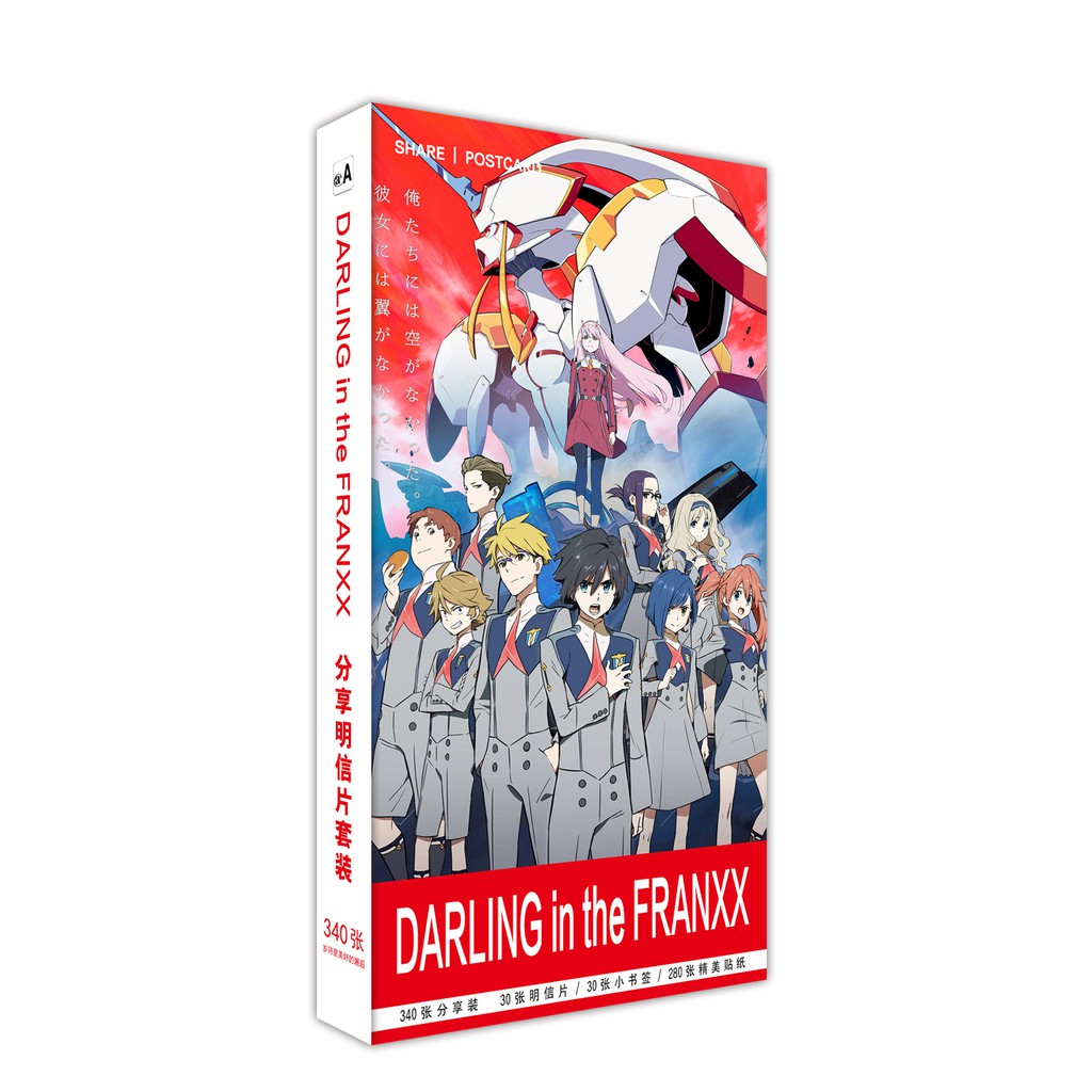 Hộp Postcard Bưu thiếp (Trọn bộ 340 Hình có Sticker) Anime/Manga Darling in the FranXX