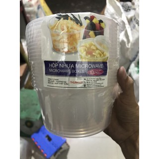 Lốc 10 Hộp nhựa tròn 500ml Microwave của Thuận Lợi