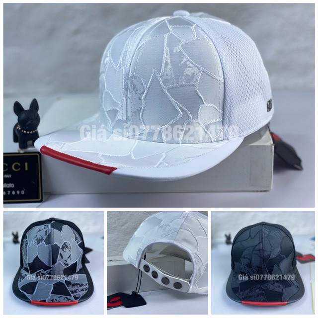 Mũ lưỡi trai snapback S vải 3D phối 9-6 phong cách thời trang nam