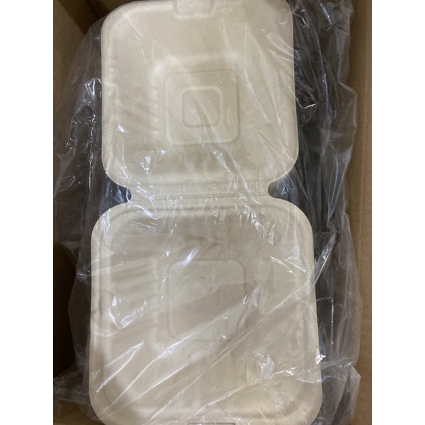 50 Hộp Bã Mía vuông màu be đựng Bánh, Hamburger, bento, bánh kem, dùng một lần Kích thước: 15*15*8cm
