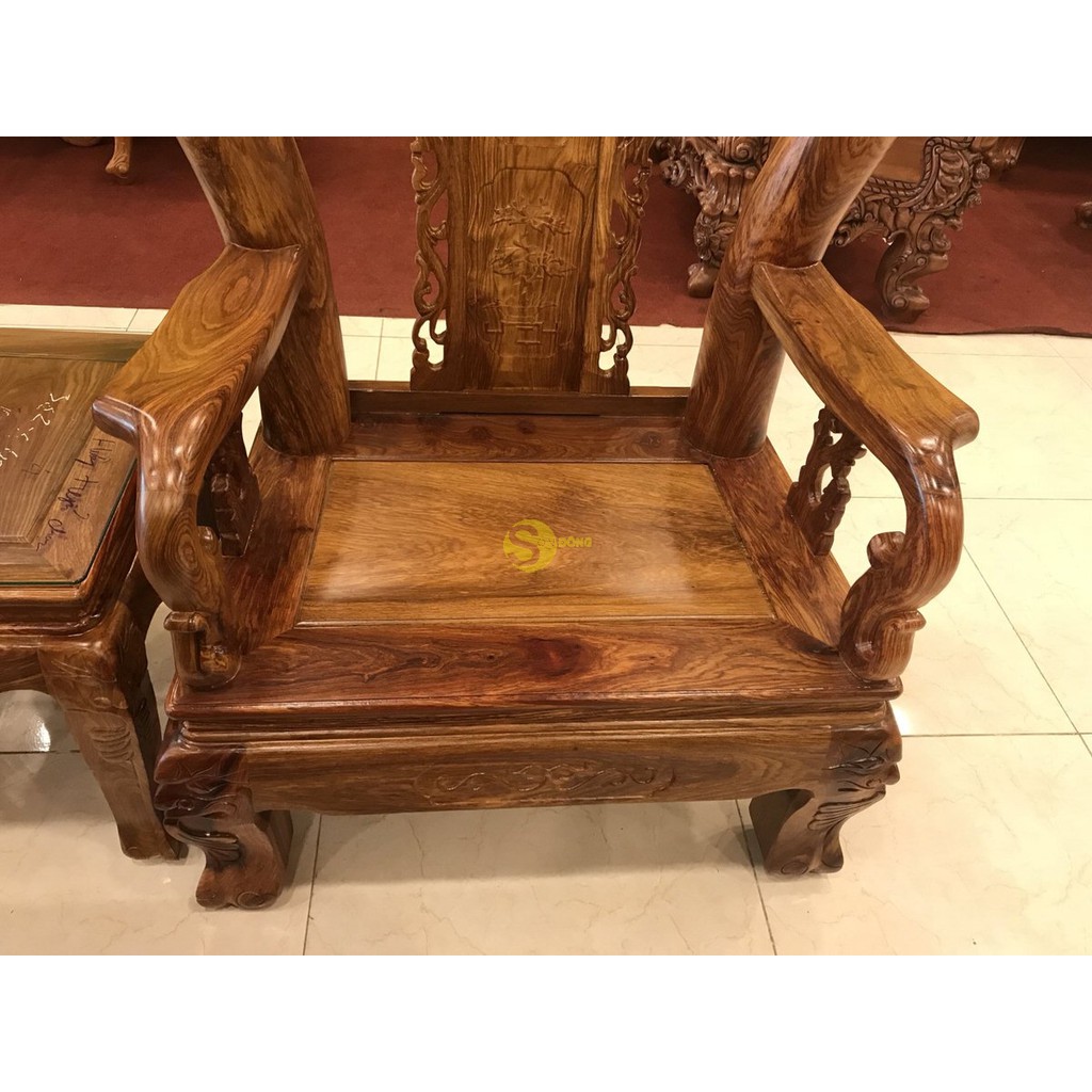 Bộ bàn ghế gỗ hương chạm đào tay 12