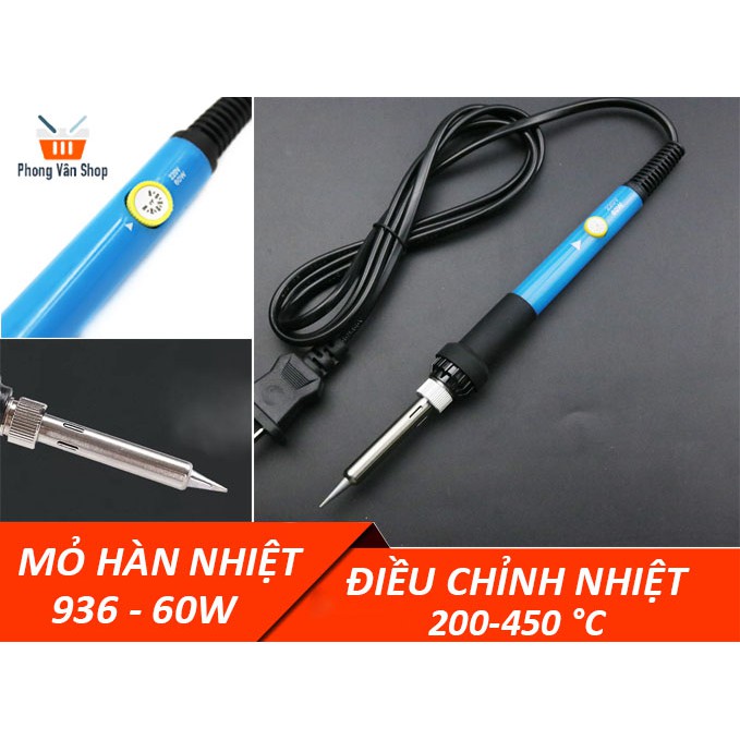 Mỏ hàn nhiệt 936 60w có điều chỉnh nhiệt độ 200-450 độ