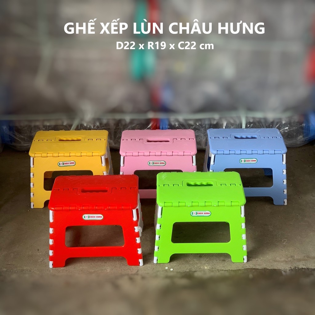 Ghế Xếp Mini Gấp Gọn Bằng Nhựa Nhiều Màu Sắc Thiết Kế Nhỏ Gọn, Nhựa Châu Hưng Trọng Lượng Siêu Nhẹ Vô Cùng Chắc Chắn