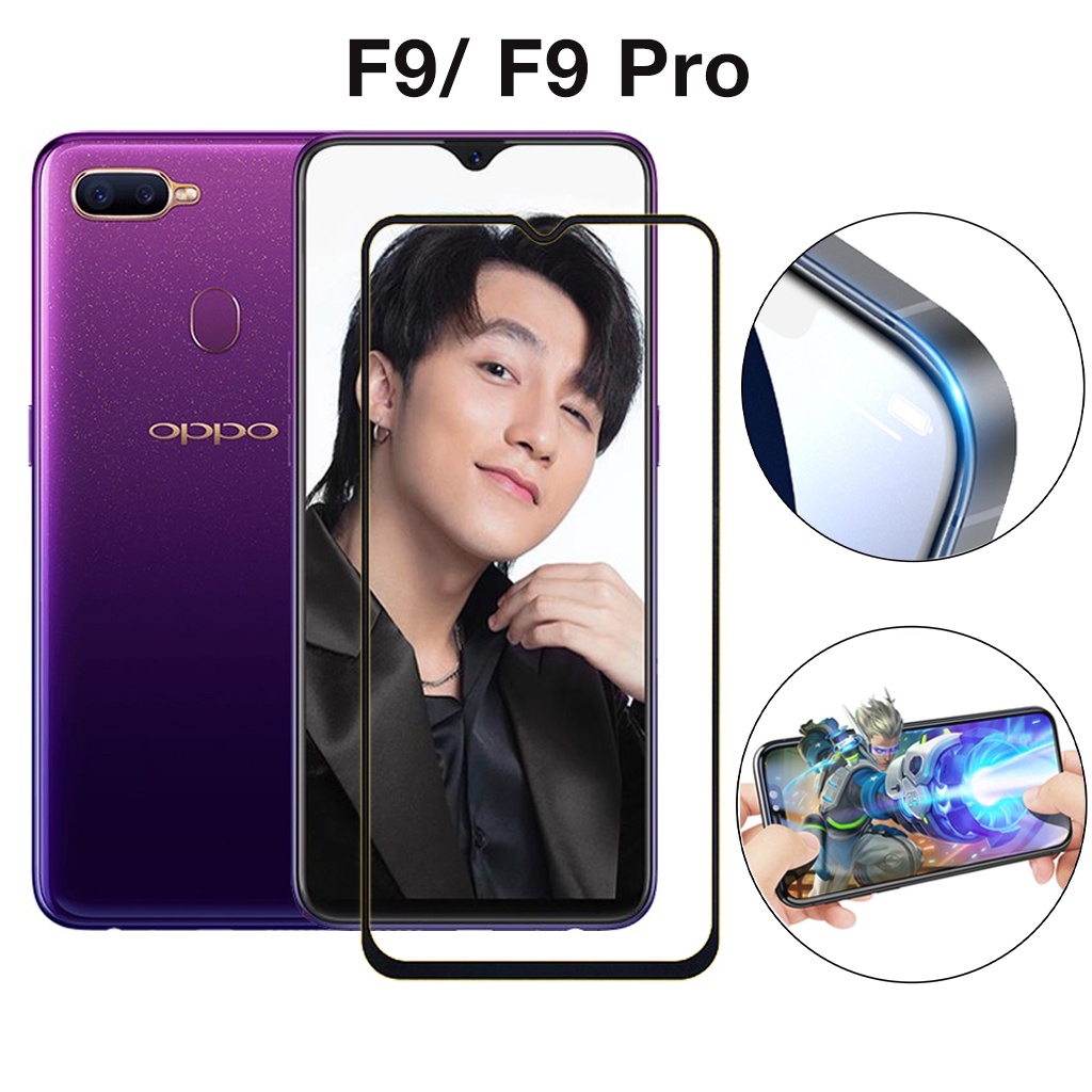 Kính cường lực Oppo F9 F9 Pro full màn cao cấp chống trầy xước màn tặng kèm khăn lau màn hình Kính [9D]