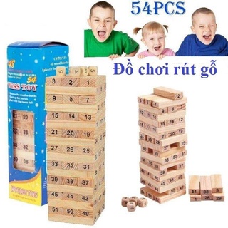 Bộ Đồ Chơi Rút Gỗ Mộc Rút Gỗ 58 Thanh Kèm Xí Ngầu ( Xúc Xắc) Loại Đẹp Giá Tốt Cho Mọi Lứa Tuổi
