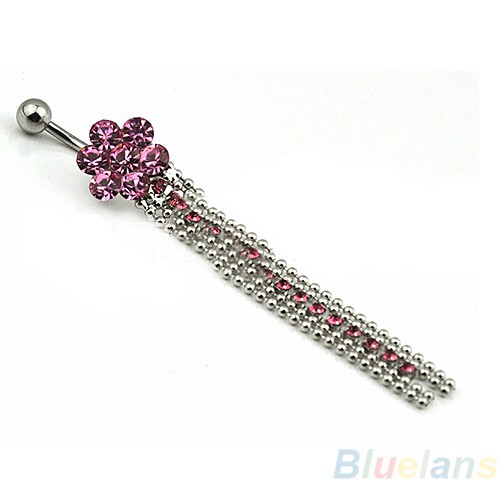 Khuyên xỏ rốn đính đá thiết kế tua rua thời trang