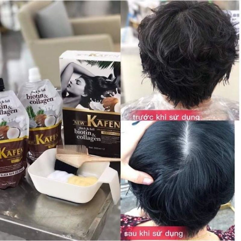 [Hàng Mới] Nhuộm Đen Phủ Bạc Thảo Dược Kafen Dừa 500mlx2 Cover Gray/White Hair Dye Cream