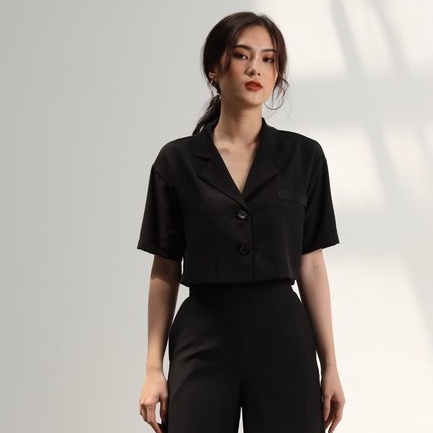 Áo vest croptop nữ tay ngắn chất lụa Ý mịn mát