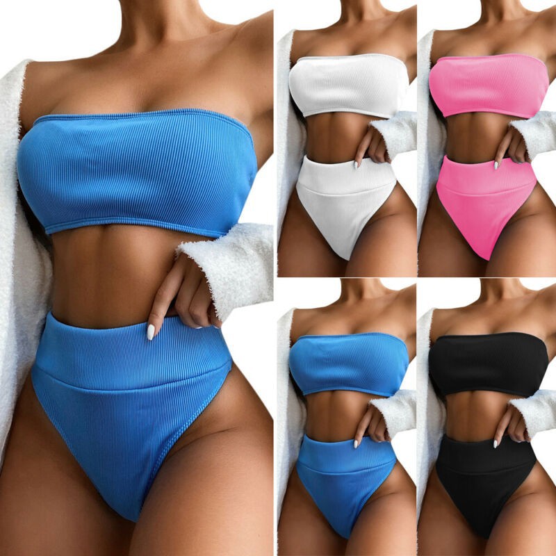 Bộ bikini 2 mảnh màu trơn gợi cảm cho nữ