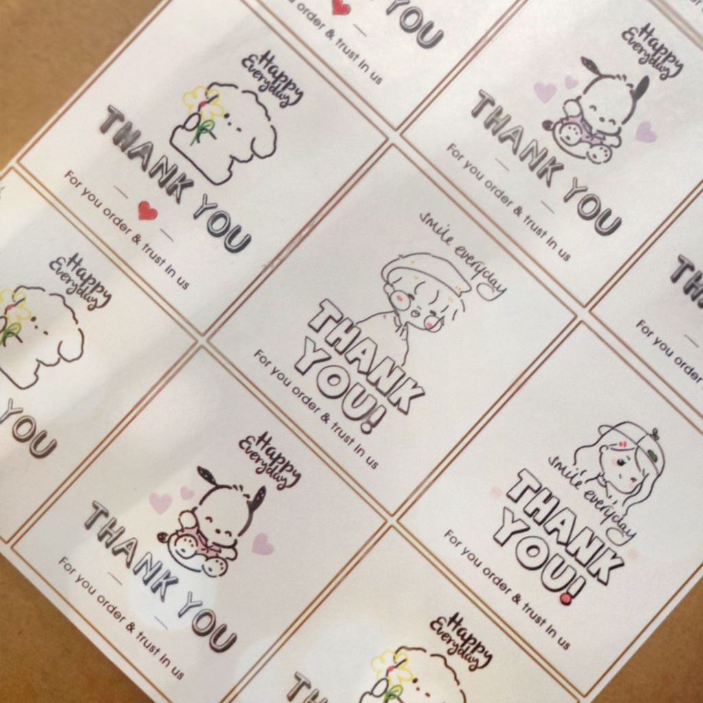 Set Sticker dán hộp - Tem dán niêm phong Thank you  Nhãn đóng gói hàng hóa  DIN Store