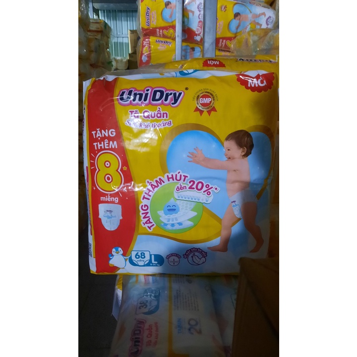 Tặng thêm 8 miếng -Tã Quần UniDry L68 Siêu Khô Thoáng - Date luôn mới