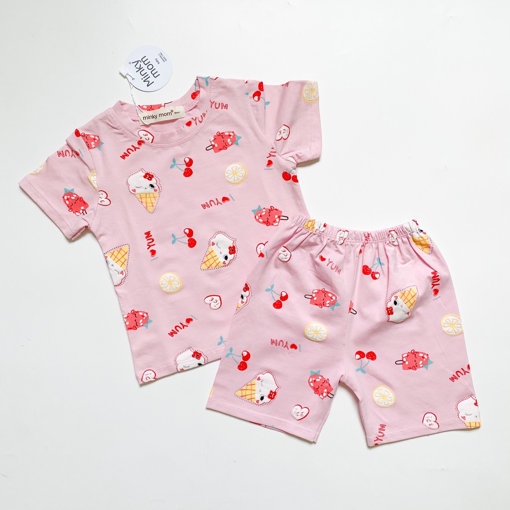 Bộ Ngắn Tay MINKY MOM COTTON 100% In Họa Tiết Nhỏ Toàn Thân TN-IN36