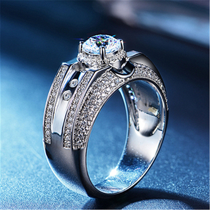 Nhẫn mạ bạc 925 đá zircon đá kim cương kiểu Hàn