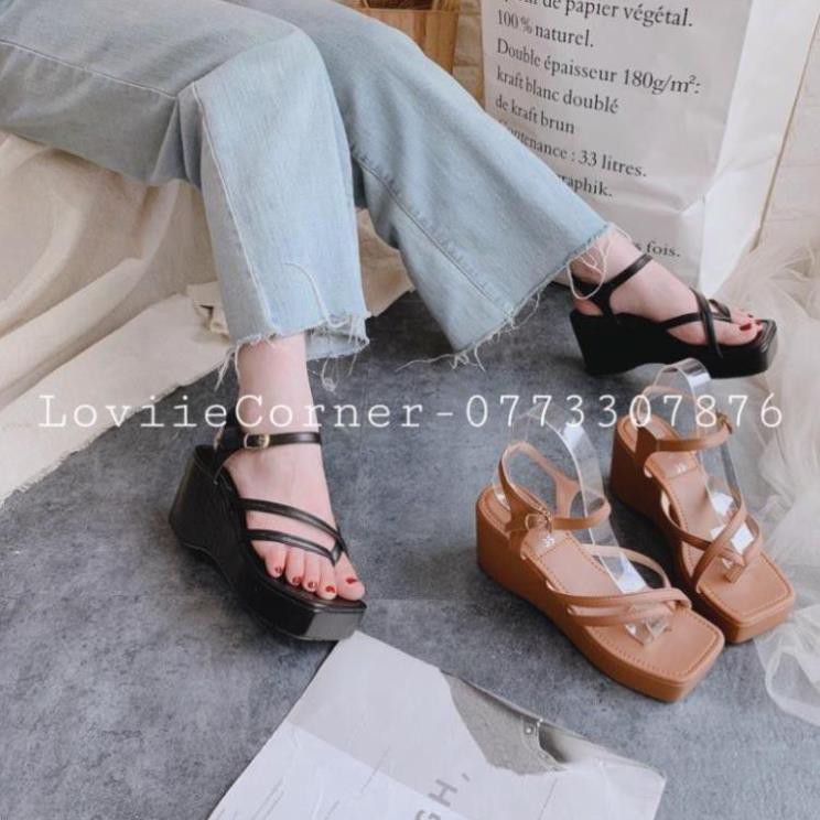 LOVIIECORNER - GIÀY ĐẾ XUỐNG 7CM XỎ NGÓN QUAI CHÉO THỜI TRANG - SANDAL ĐẾ XUỒNG QUAI MẢNH ĐẾ CAO 7 PHÂN - S200905