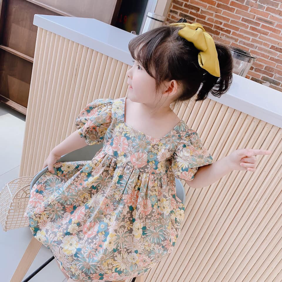 Váy bé gái từ 8-18kg AM877 - Đầm bé gái chất liệu thô lụa siêu mềm mát