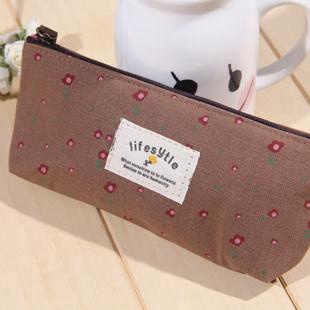 Túi Đựng Bút Bằng Vải Canvas Có Khóa Kéo Họa Tiết Hoa Dễ Thương