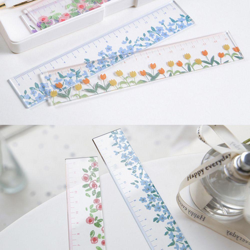 PISTA Thước Kẻ Trong Suốt Họa Tiết Hoa Tinh Tế Sáng Tạo Cho Học Sinh / Văn Phòng