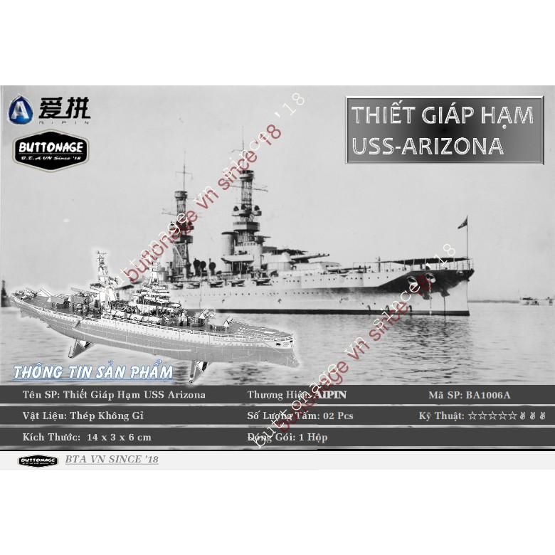 Mô Hình Lắp Ráp 3d Tàu chiến USS Arizona