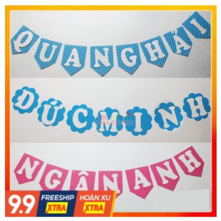 Dây chữ trang trí sinh nhật ghép tên bé, ngày sinh bé theo yêu cầu, dây chữ happy birthday